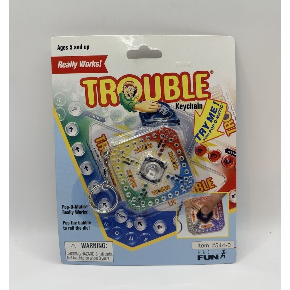 Mini Trouble Game Keychain by Basic Fun 1996‎ Really Works! New Factory Sealed
